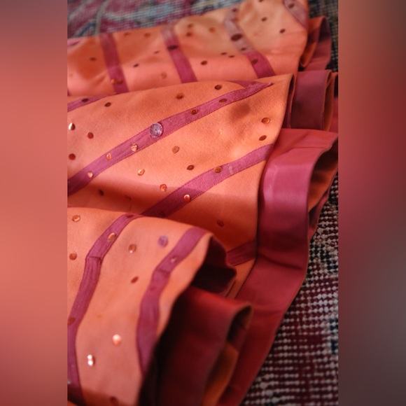 Vintage Movie Worn Circle Mini Skirt Orange and Pink Sequin Chevron - Picture 9 of 9